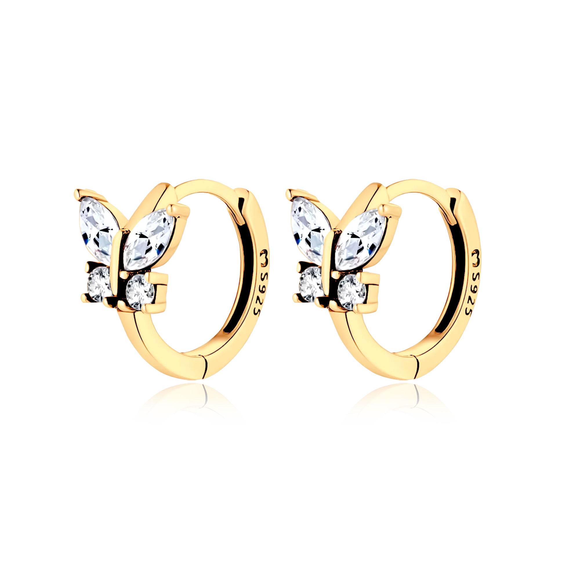 Crystal Butterfly Hoop Earrings - Image 3