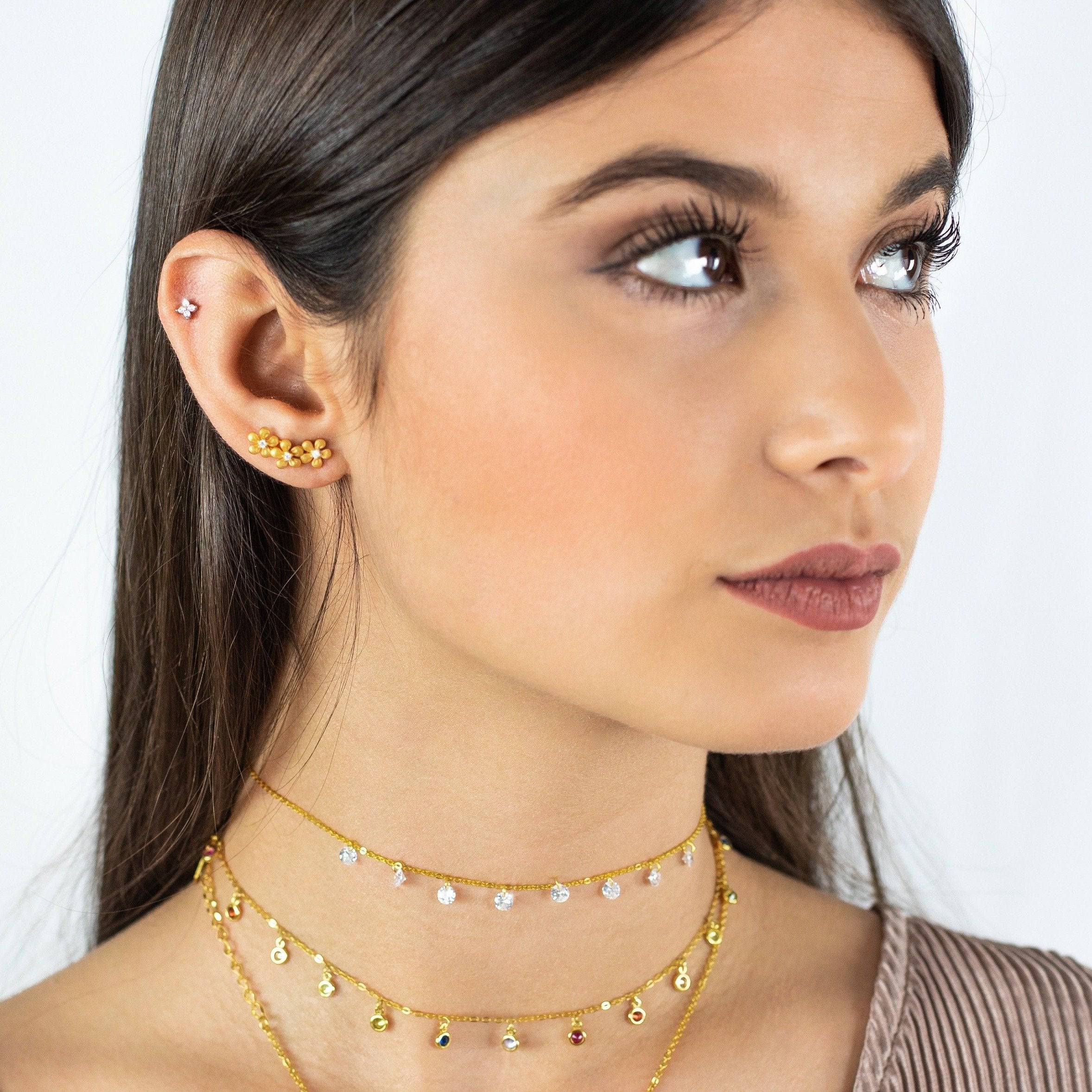 Crystal Flower Earrings - Image 4