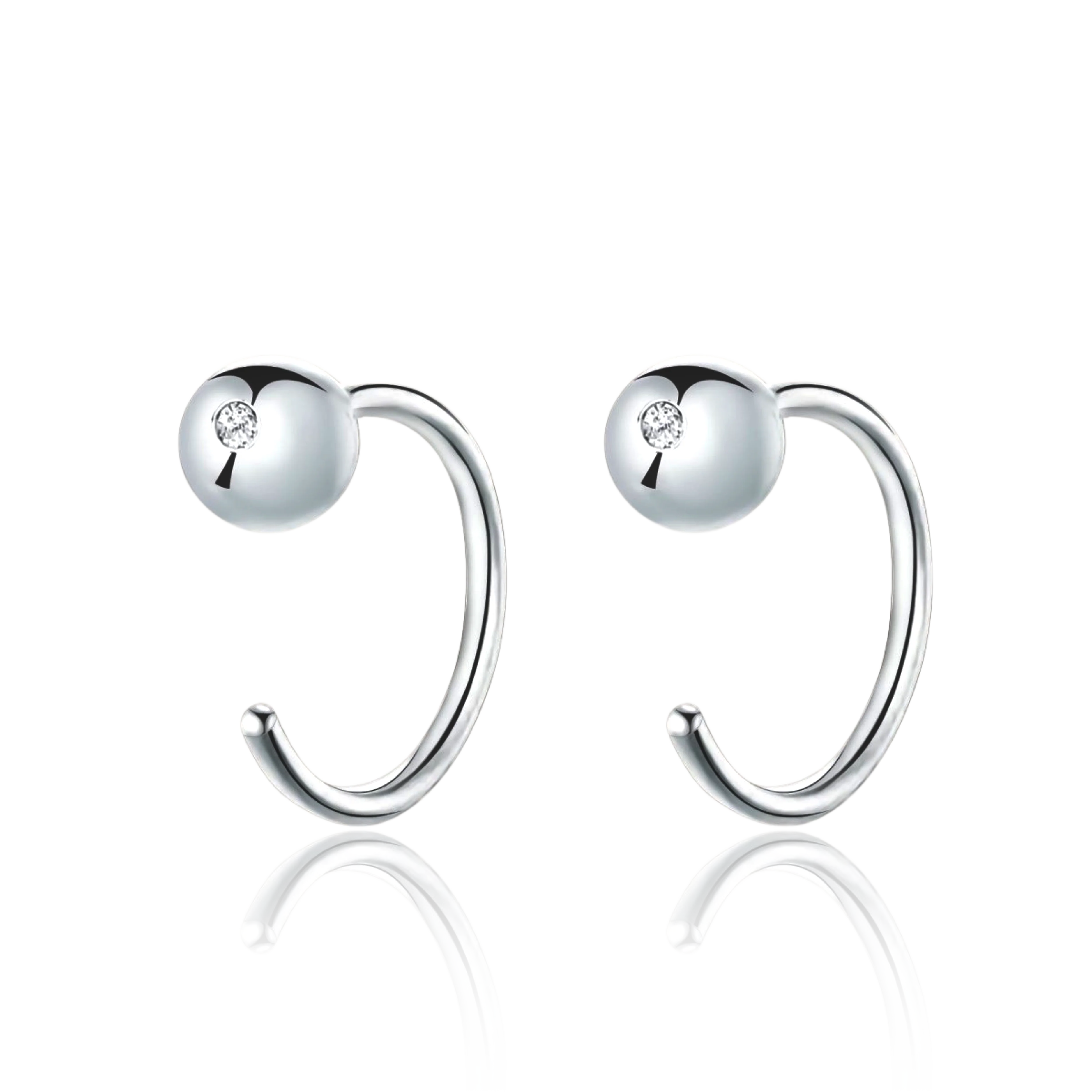 Half Ring Ball Earrings - Image 3